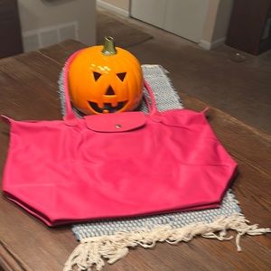 Longchamp Hot Pink Le Pliage large tote
